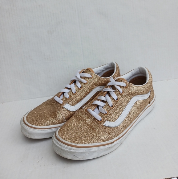 Vans Other - Vans Old Skool Glitter Skate Shoes Gold Amberlight Little Kid Size 6.5 Youth